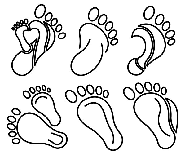 Left and right foot soles contour vector image