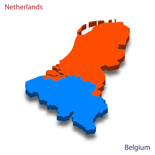 3d isometric map netherlands and belgium relations vector image