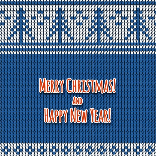 Blue knitted winter seamless pattern Royalty Free Vector