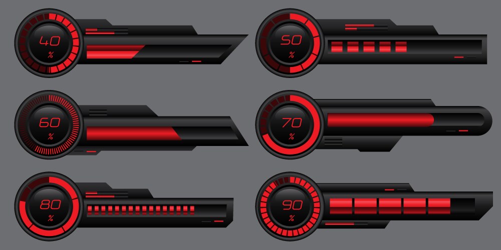 Set of hud modern loading progress bars user vector image
