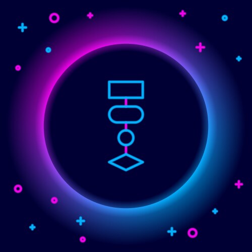 Glowing neon line algorithm icon isolated vector image