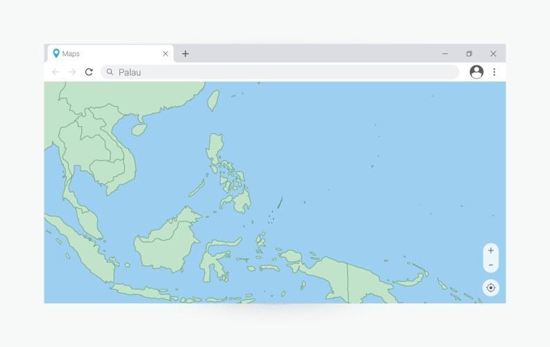 Browser window with map of palau searching vector image