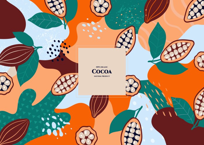Frame with doodle cocoa and abstract elements han vector image