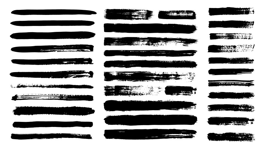 paint brush strokes black ink grunge paintbrush vector