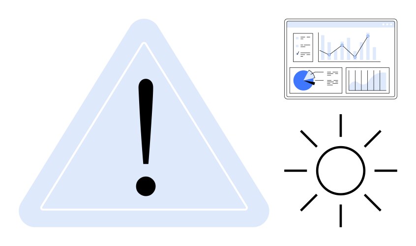 Data alert with chart dashboard and warning vector image