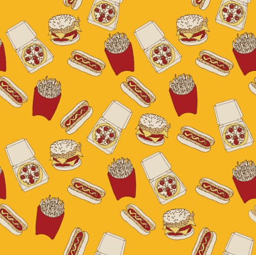 Food seamless doodles pattern Royalty Free Vector Image