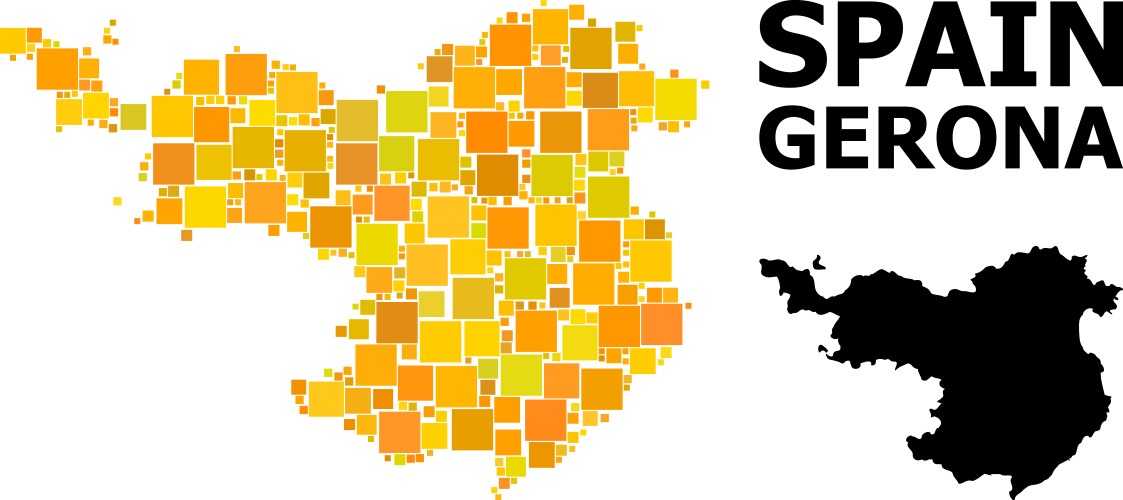 Gold square pattern map gerona province vector image