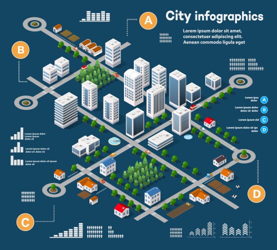 Isometric city map industry Royalty Free Vector Image