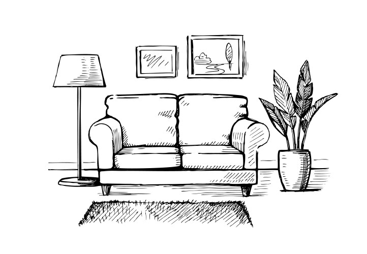 Hand Drawn Interior Sketch Vector Image