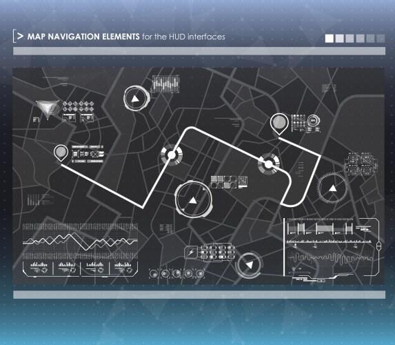 Head-up display navigation map elements vector image
