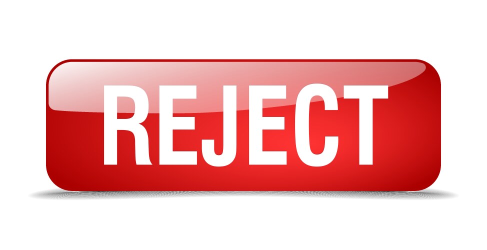 Reject red square 3d realistic isolated web button vector image