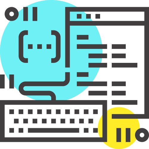 Coding flat line web icon concept vector image