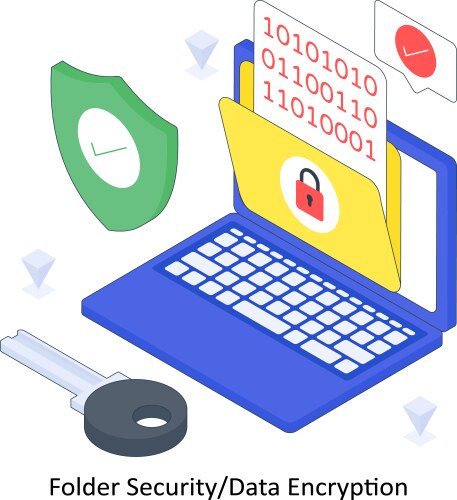 Folder security data encryption isometric colored vector image