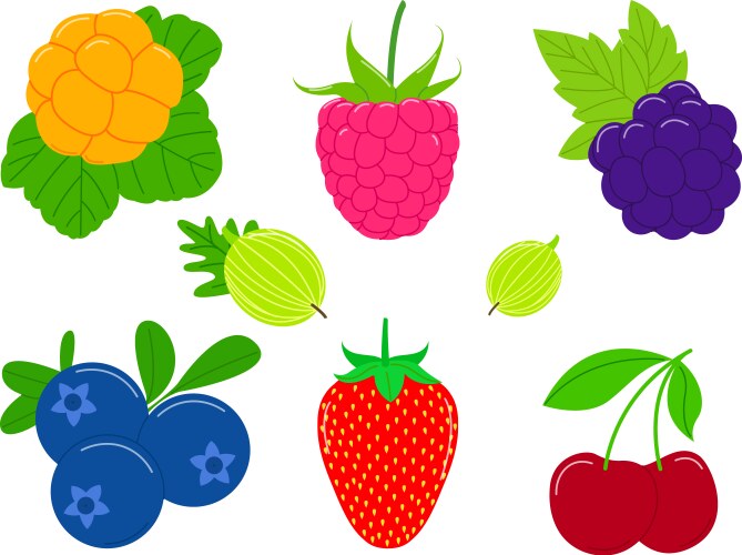 Berries set strawberry Royalty Free Vector Image