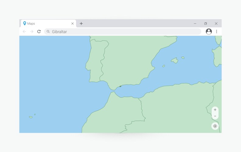 Browser window with map of gibraltar searching vector image
