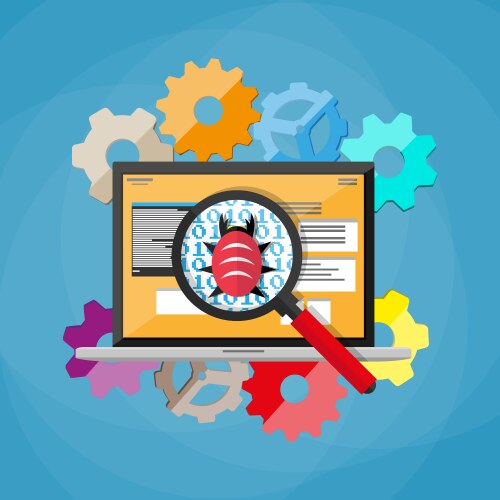 Bug and virus in the programming code vector image