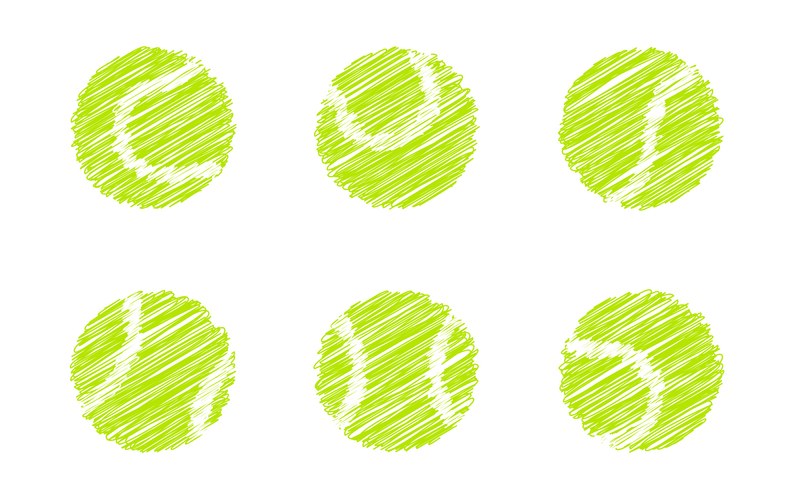 Six Hand-Drawn Tennis Balls Vector Image