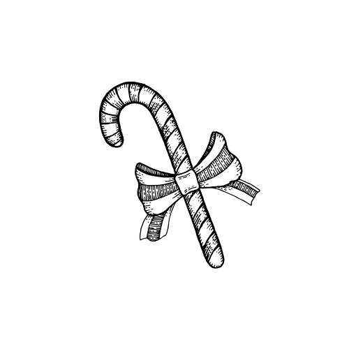 Christmas candy cane black hand drawn sketch Vector Image