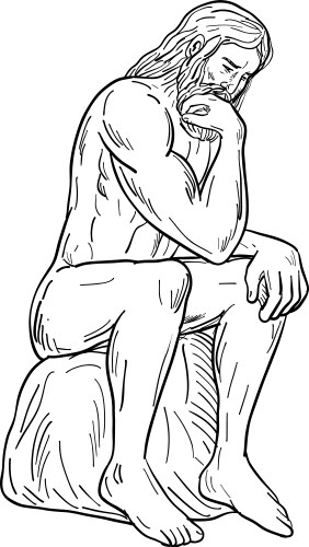 Man with Beard Contemplating Vector Image