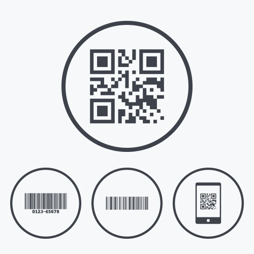 Bar and qr code icons scan barcode symbol vector image