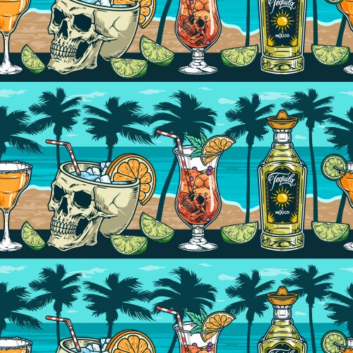 Tropical Beach Cocktail Pattern Vector Image