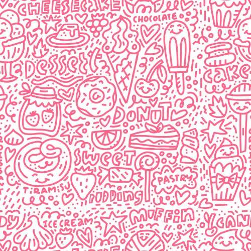 Desserts seamless pattern Royalty Free Vector Image