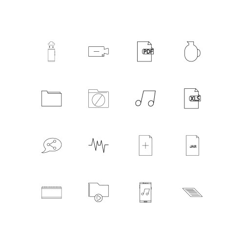 Files and folders sign linear thin icons set vector image