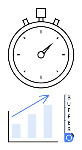 Stopwatch with growth chart and buffer indicator vector image