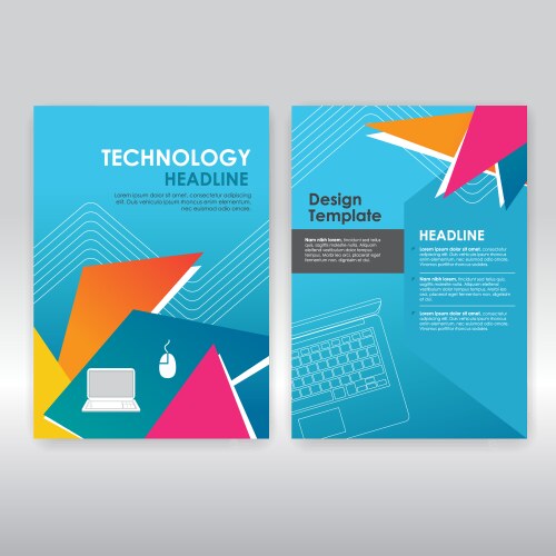 Blue and yellow geometric brochure flyer design Vector Image