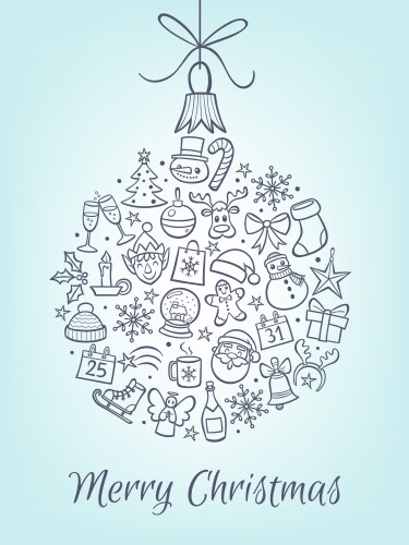 christmas greeting card with an ornament ball vector image