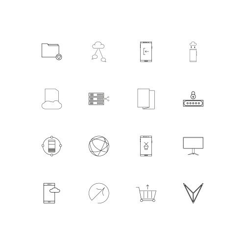 Network and database simple linear icons set vektorbild