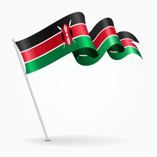 kenyan pin wavy flag vector image