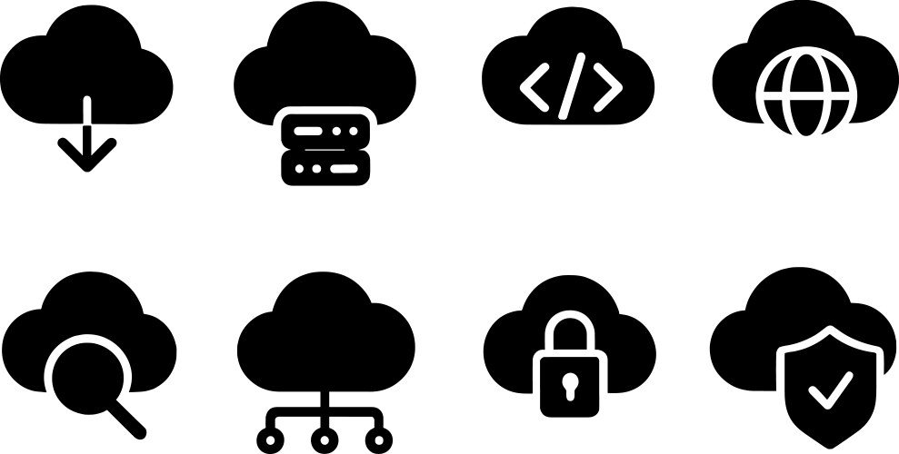 Cloud computing icons displaying various services vector image