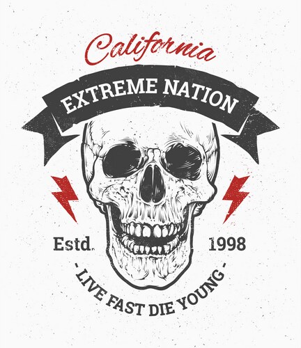 Grunge Skull Ribbon Print Vector Image