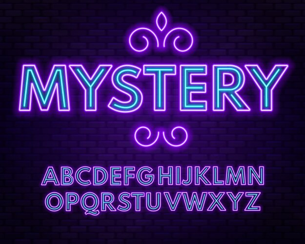 Neon Alphabet on Dark Background Vector Image
