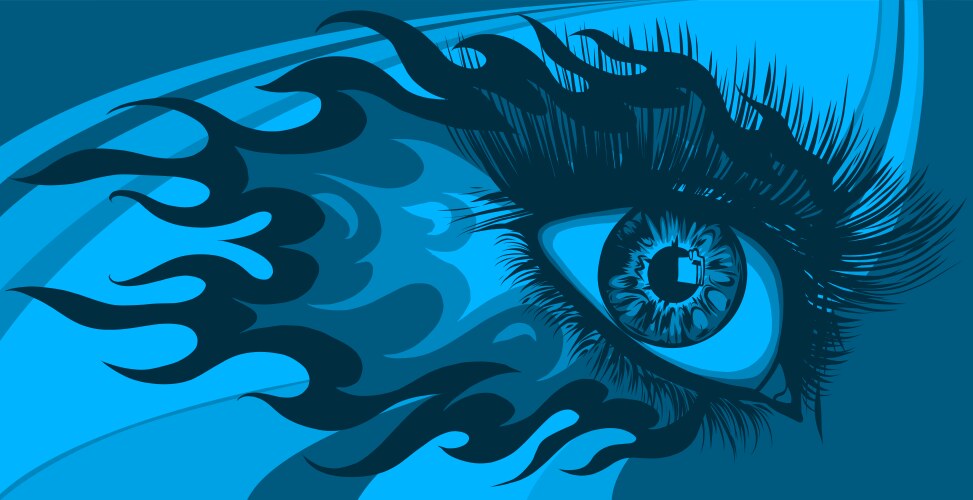 Woman eye with fire and flames vector image