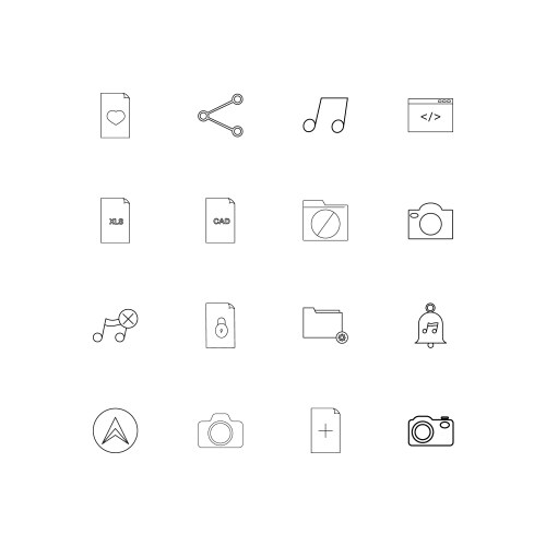 Files and folders sign linear thin icons set vector image