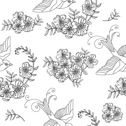 Floral Birds Pattern Vector Image