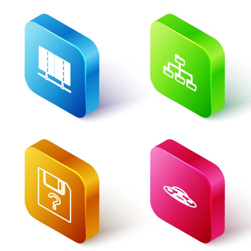 Set isometric line server data web hosting vector image