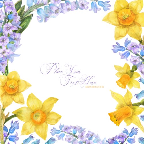 Spring Watercolor Floral Frame Vector Image