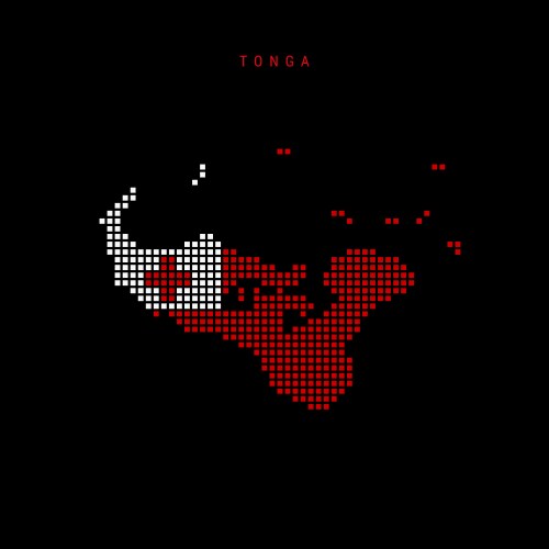 Square dots pattern map of tonga dotted pixel vector image