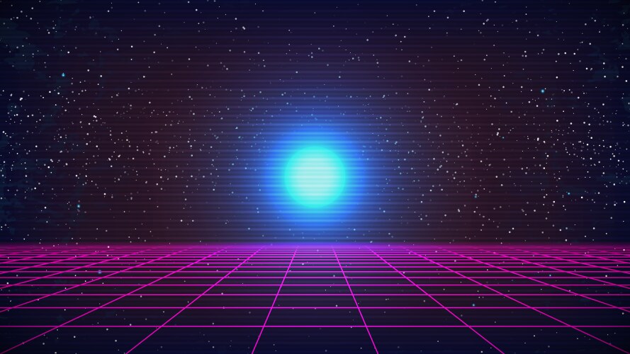 80s Synthwave Line Background Royalty Free Vector Image