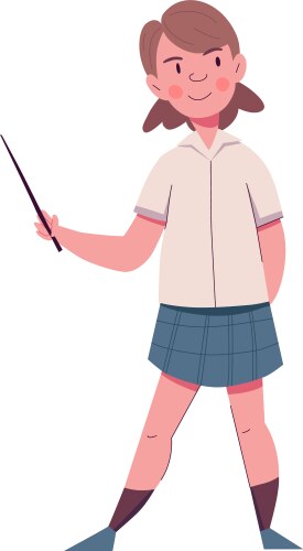 flat school girl vector image