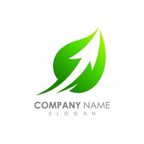 Green leafs water drop inside logo Royalty Free Vector Image
