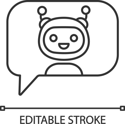 Chatbot in speech bubble linear icon vector image