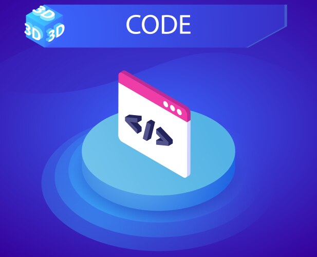 Code isometric design icon web 3d colorful vector image