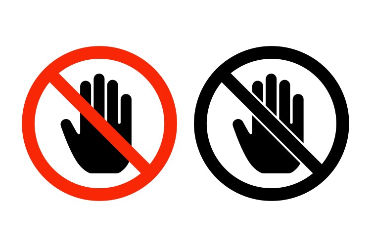 Do not touch sign and hand forbidden vector image