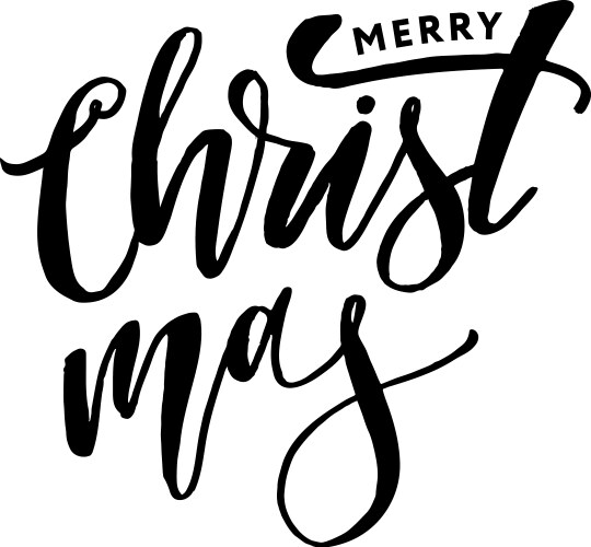 christmas lettering calligraphy brush text vector image