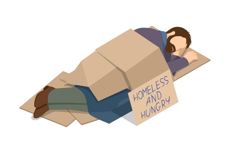 Homeless people cartoon infographics Royalty Free Vector