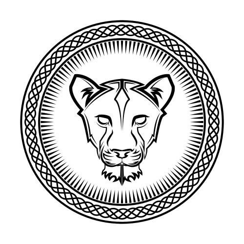 Lioness vintage logo line art Vector Image